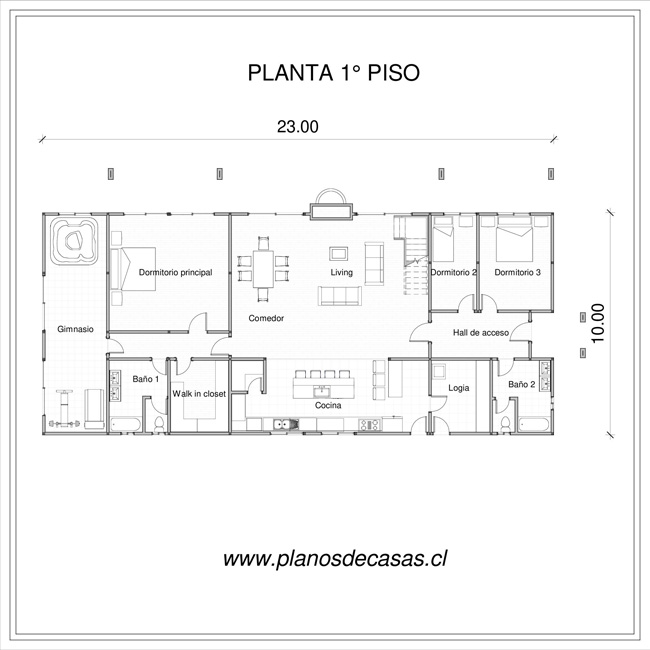 Planta Primer Piso de Plano Casa Austin
